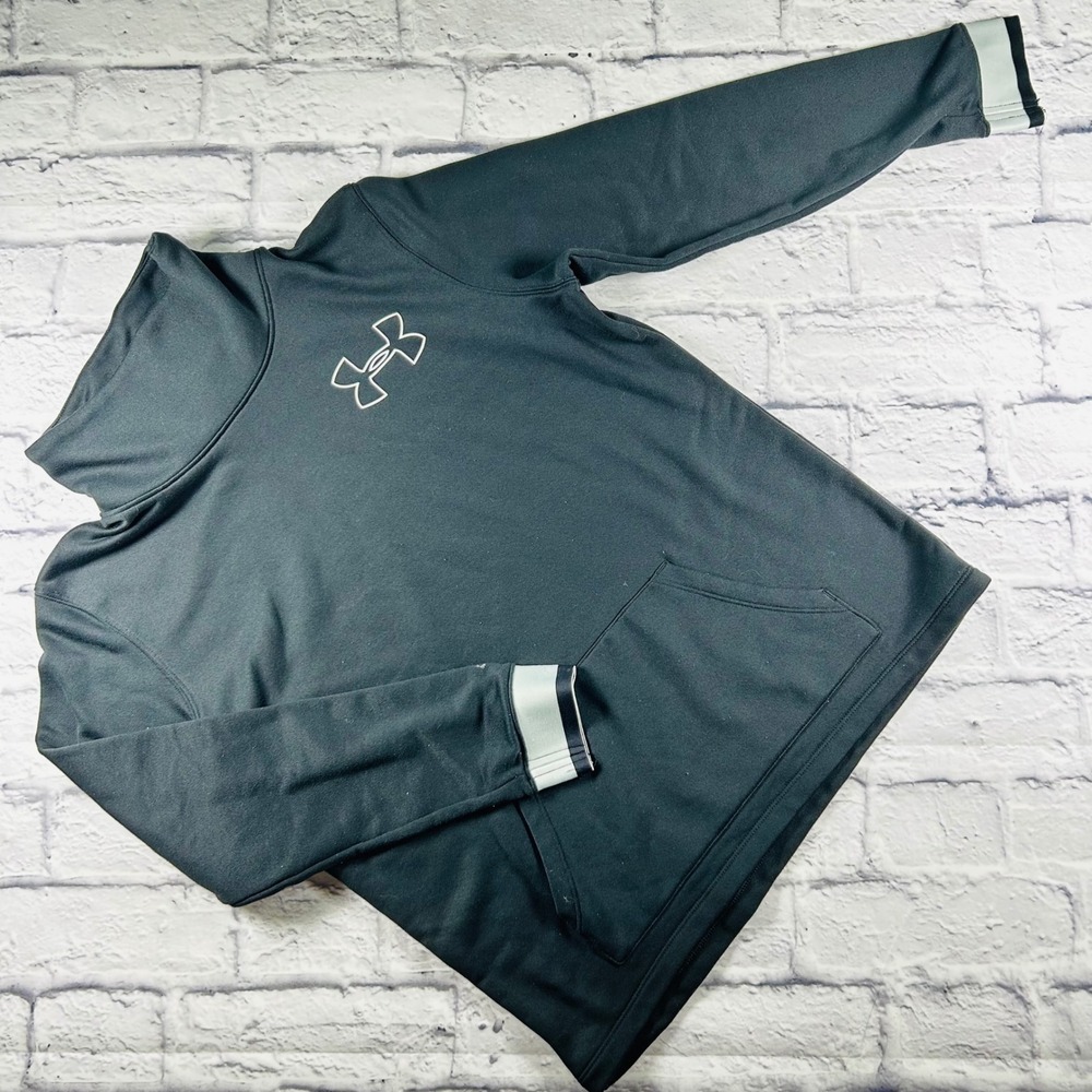Under Armour Kids YXL Black Mock Neck Pullover Sweatshirt Athletic Running Loose